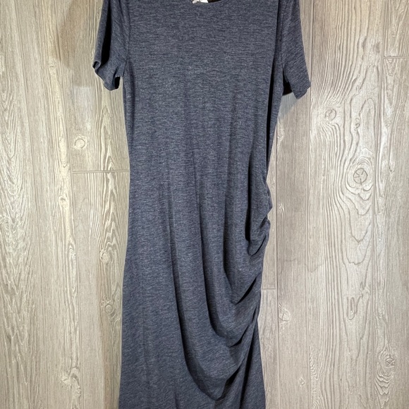 TREASURE & BOND Side Ruched Body-Con Dress Navy Iris Heather Size Small - Picture 2 of 8